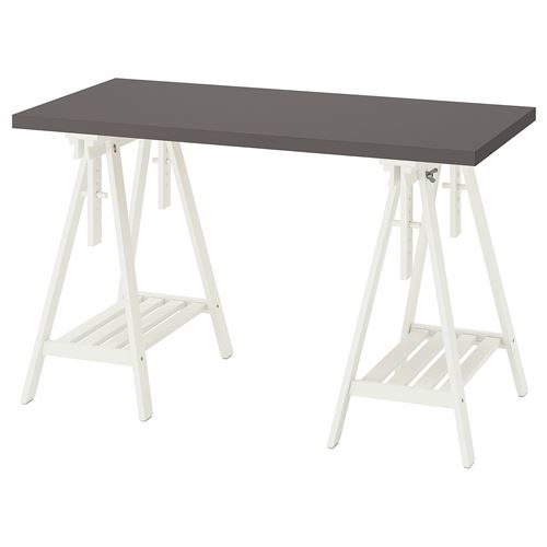 IKEA - LAGKAPTEN/MITTBACK, desk, dark grey-white, 120x60 cm