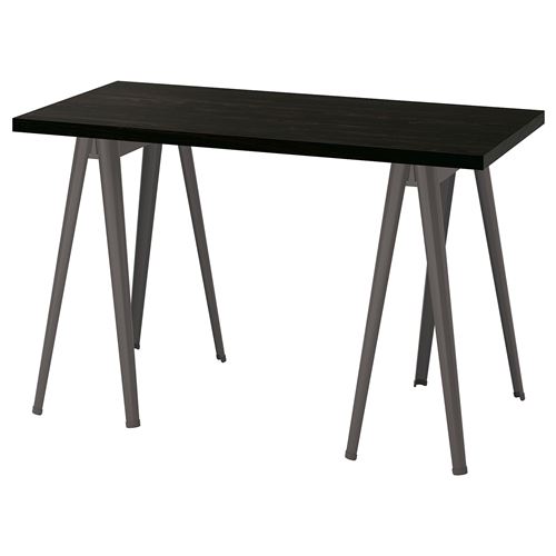 IKEA - LAGKAPTEN/NARSPEL, desk, black-brown/dark grey, 120x60 cm