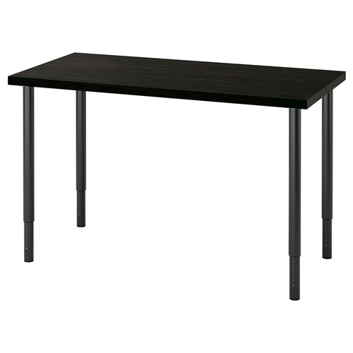 IKEA - LAGKAPTEN/OLOV, desk, black-brown/black, 120x60 cm