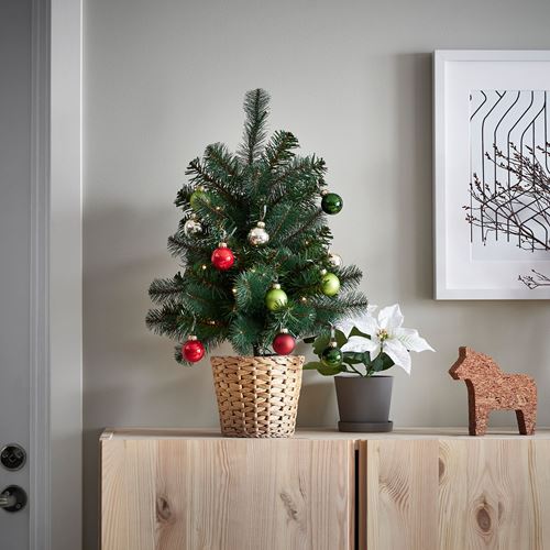IKEA - VINTERFINT, LED'li mini yılbaşı ağacı, yeşil, 56 cm