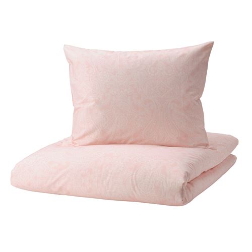 IKEA - JATTEVALLMO, single duvet cover sets, light pink/white, 150x200/50x60 cm
