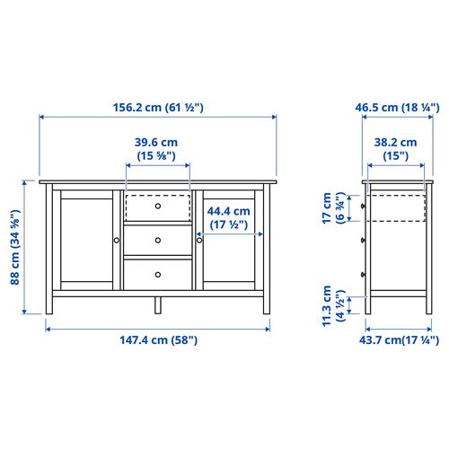 IKEA - HEMNES, konsol, açık kahverengi-beyaz, 157x88 cm