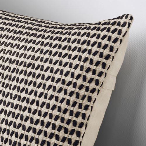 IKEA - KUSTFLY, lace pillow cover, beige/black, 50x50 cm