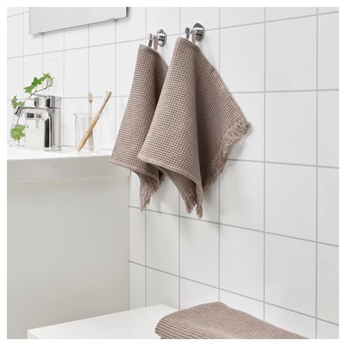 IKEA - VALLASAN, hand towel, light grey/brown, 30x50 cm