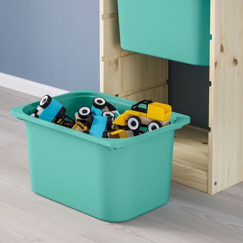 IKEA - TROFAST, storage-unit, pine/turquoise, 44x30x91 cm