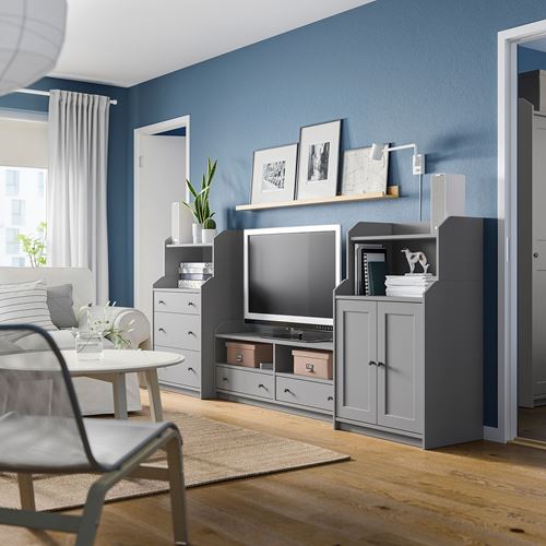 IKEA - HAUGA, tv storage unit, grey, 277x46x116 cm