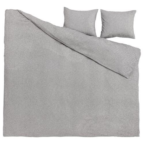 IKEA - VASTKUSTROS, double quilt cover and 2 pillowcases, dark grey-white, 240x220/50x60 cm