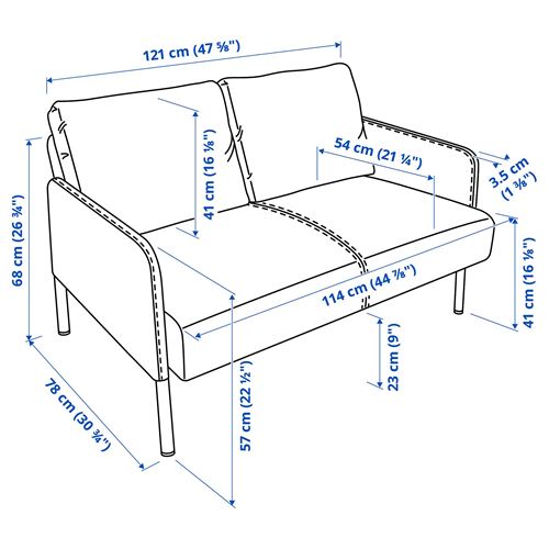 IKEA - GLOSTAD, 2'li kanepe, knisa orta mavi