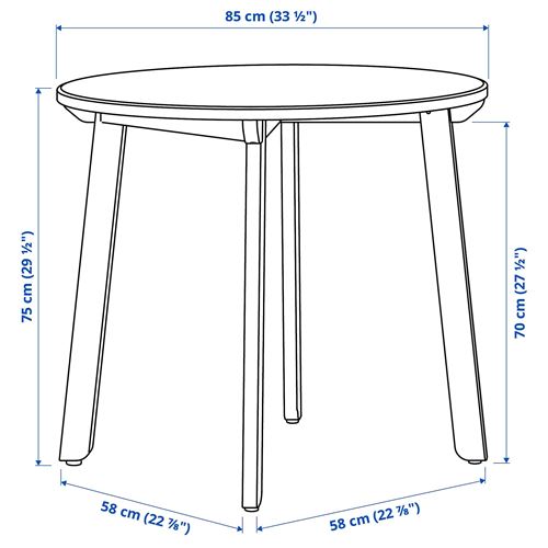 IKEA - GAMLARED/LERHAMN, mutfak masası takımı, açık antika vernik-venge-Vittaryd bej, 2 sandalyeli