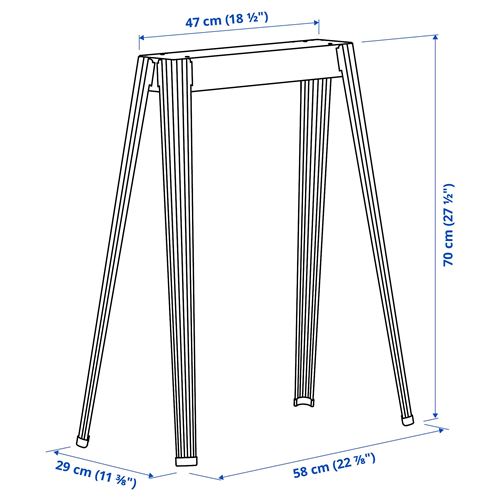 IKEA - NARSPEL, desk leg, dark grey, 70 cm