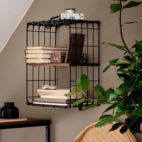 IKEA - GULLHULT, wall shelf, black-pine, 30x40 cm