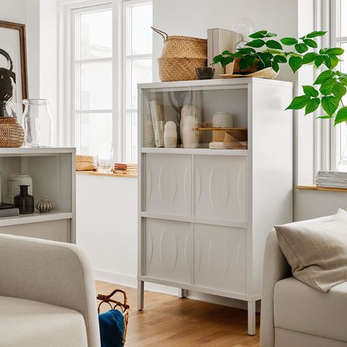 IKEA - KALKNAS, glass-door cabinet, white, 83x43x137 cm