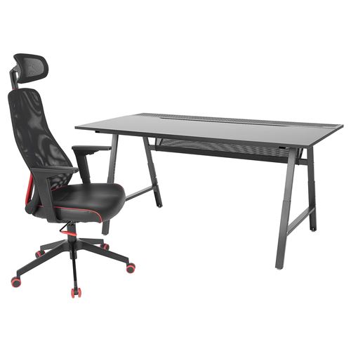 IKEA - UTESPELARE/MATCHSPEL, gaming desk and chair, black