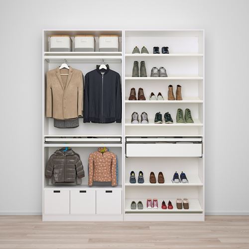 IKEA - PAX/MEHAMN, PAX sliding door wardrobe, white-white stained oak effect, 200x44x236 cm
