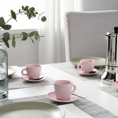 IKEA - FARGKLAR, Türk kahvesi fincan takımı, mat açık pembe, 7 cl