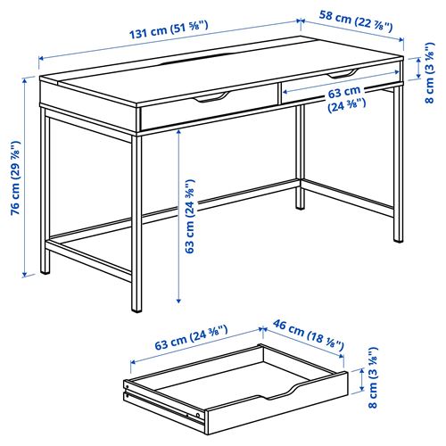 IKEA - ALEX, çalışma masası, mavi-siyah, 132x58 cm