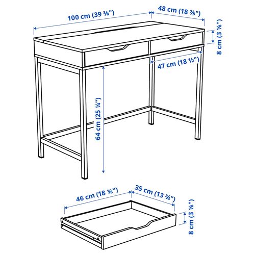 IKEA - ALEX, masa, sandalye ve dolap kombinasyonu, gri turkuaz-koyu gri