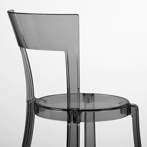 IKEA - STEIN, plastic chair, transparent grey