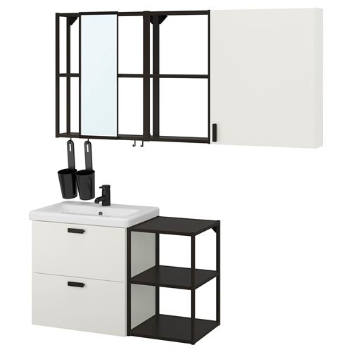 IKEA - ENHET/TVALLEN, bathroom furniture set, white/anthracite, 102x43x65 cm