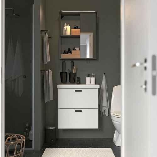 IKEA - ENHET/TVALLEN, bathroom furniture set, white/anthracite, 64x43x65 cm