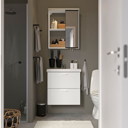 IKEA - ENHET/TVALLEN, bathroom furniture set, white, 64x43x65 cm