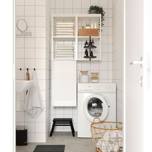 IKEA - ENHET, raf ünitesi, beyaz-parlak cila beyaz, 80x32x150 cm