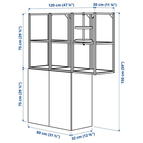 IKEA - ENHET, shelving unit, white-oak look, 120x30x150 cm