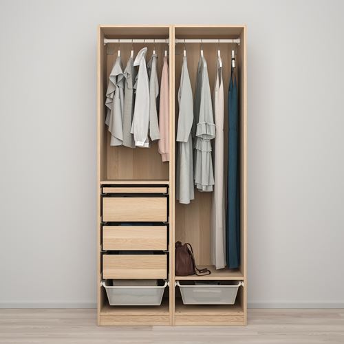 IKEA - PAX/FORSAND, PAX wardrobe, white stained oak effect, 100x60x201 cm