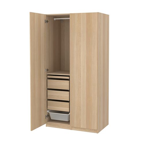 IKEA - PAX/FORSAND, PAX wardrobe, white stained oak effect, 100x60x201 cm