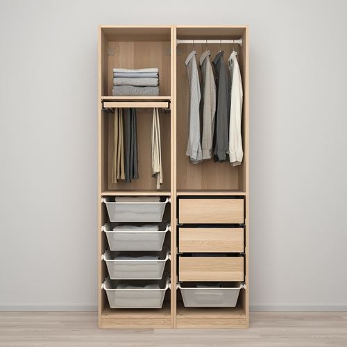 IKEA - PAX/FORSAND, PAX wardrobe, white stained oak effect, 100x60x201 cm