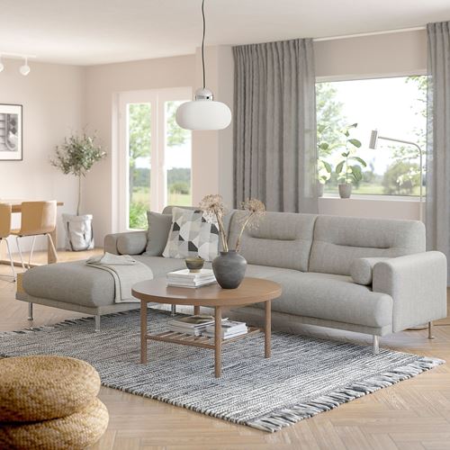 IKEA - LANGARYD, 2-seat sofa and chaise longue, lejde light grey