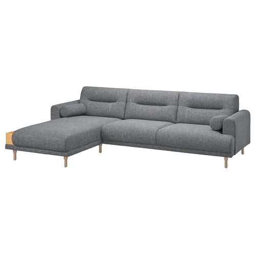 IKEA - LANGARYD, 2-seat sofa and chaise longue, lejde grey/black