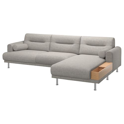 IKEA - LANGARYD, 2-seat sofa and chaise longue, lejde light grey