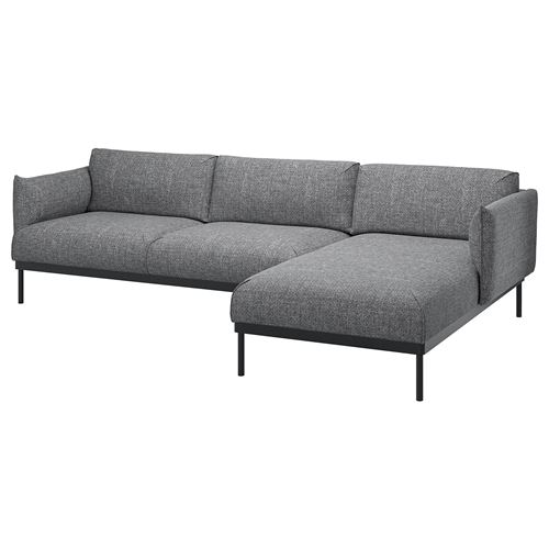 IKEA - APPLARYD, 2-seat sofa and chaise longue, lejde grey/black