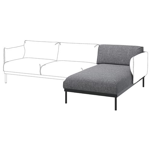 IKEA - APPLARYD, chaise longue unit, lejde grey/black