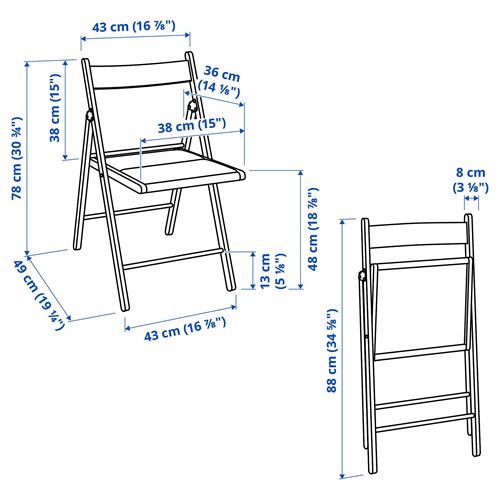 IKEA - FRÖSVI, katlanır sandalye, beyaz-knisa açık gri