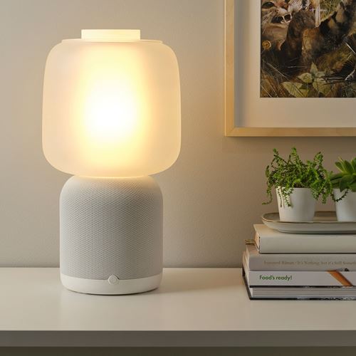 IKEA - SYMFONISK, shade for speaker lamp base, glass white, 22x25 cm