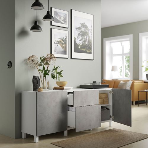 IKEA - KALLVIKEN, door/drawer front, light grey concrete effect, 60x38 cm