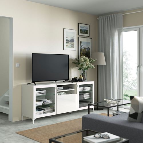 IKEA - BESTA, tv sehpası, beyaz, 180x42x74 cm