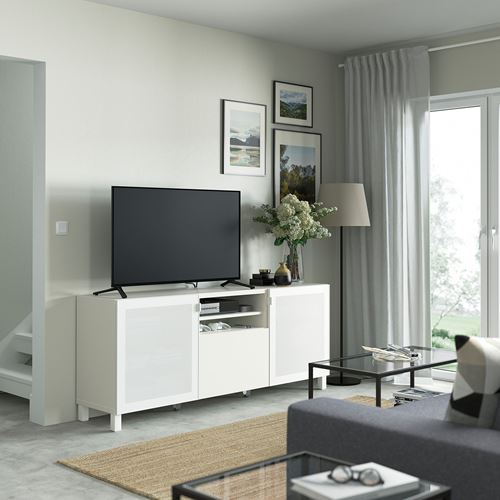 IKEA - BESTA, tv bench, white, 180x42x74 cm