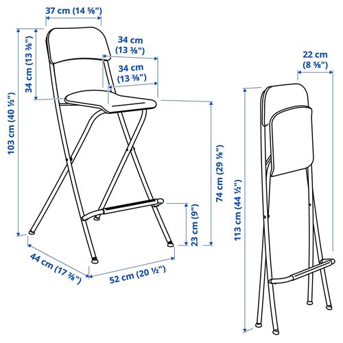 IKEA - FRANKLIN, bar chair, black, 74 cm