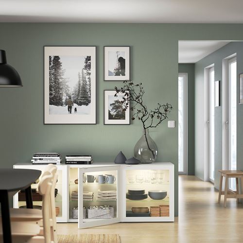 IKEA - GLASSVIK, kapak, beyaz saydam cam, 60x64 cm