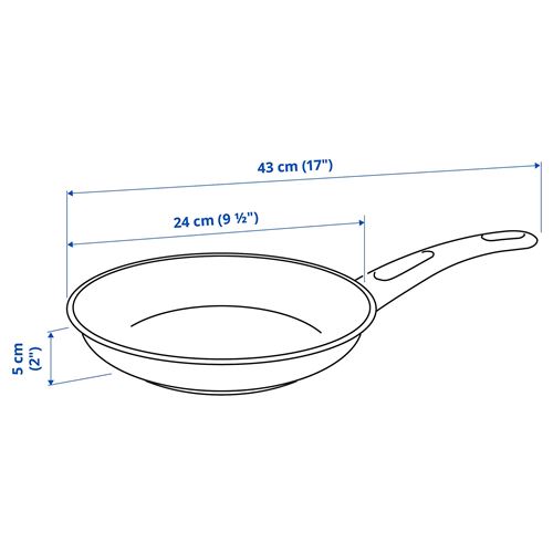 IKEA - HEMLAGAD, kızartma tavası, siyah, 24 cm