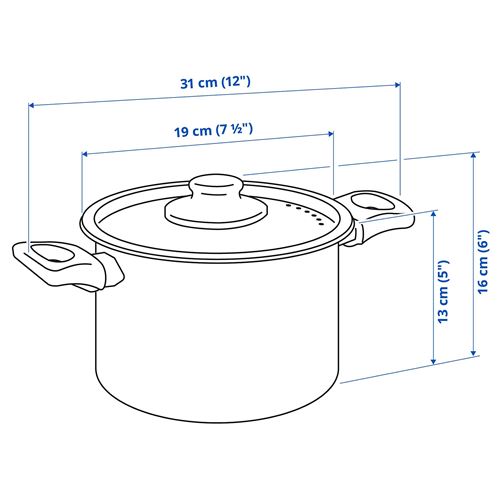 IKEA - HEMLAGAD, teflon tencere, siyah, 3 lt