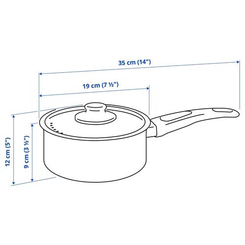 IKEA - HEMLAGAD, teflon sos tenceresi, siyah, 2 lt