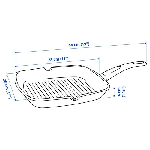 IKEA - HEMLAGAD, grill pan, black, 28x28 cm