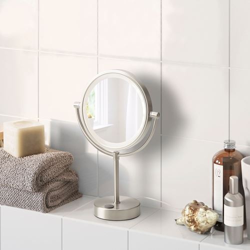 IKEA - KAITUM, mirror with integrated lighting, grey, 20 cm