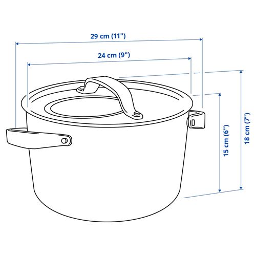 IKEA - SENSUELL, steel pot, stainless steel, 5,5 l