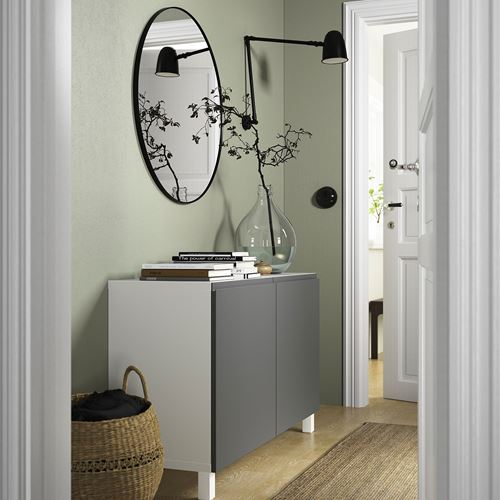 IKEA - BESTA, storage combination, white/dark grey, 120x42x74 cm