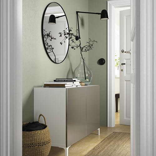 IKEA - BESTA, dolap kombinasyonu, beyaz-açık bronz görünümlü, 120x42x74 cm